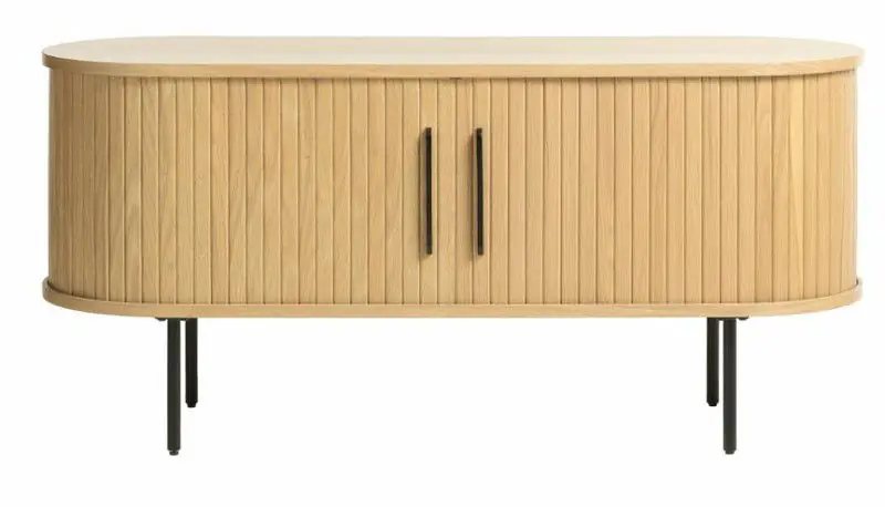 Tv-Meubel Eikenhout Naturel - 40x120x55cm - Schuifdeuren - Nola Garantie Inbegrepen
