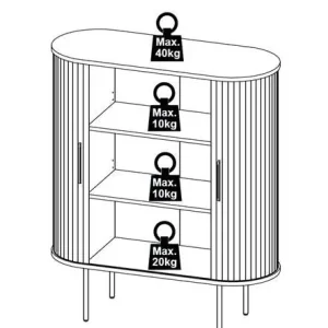 Voordeelprijs Kast Eikenhout - Zwart - 40x100x118cm - Kast Nola