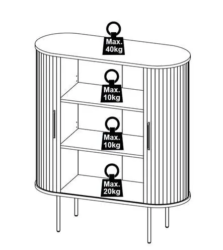 Voordeelprijs Kast Eikenhout - Zwart - 40x100x118cm - Kast Nola