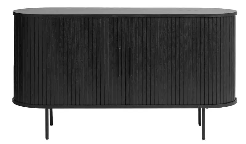 Geld-Terug-Garantie Dressoir Eikenhout Zwart - 45x140x76cm - Schuifdeuren - Kast Nola