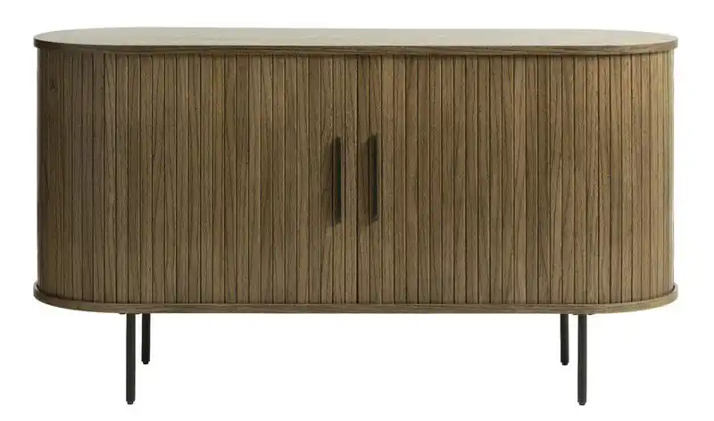 Dressoir Eikenhout Smoked - 45x140x76cm - Schuifdeuren - Kast Nola Uitverkoop