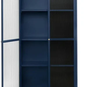Vitrinekast Blauw - 40x90x190cm - Metaal - Kast Bronco Premium