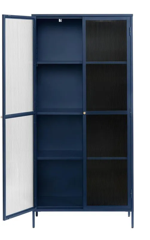 Vitrinekast Blauw - 40x90x190cm - Metaal - Kast Bronco Premium