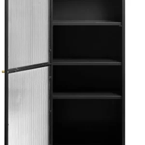 Vitrinekast Zwart - 40x58x160cm - Metaal - Kast Bronco Direct Verzonden
