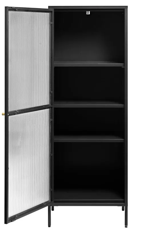Vitrinekast Zwart - 40x58x160cm - Metaal - Kast Bronco Direct Verzonden