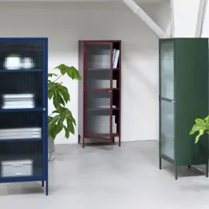 Wereldwijde Verzending Vitrinekast Blauw - 40x58x160cm - Metaal - Kast Bronco