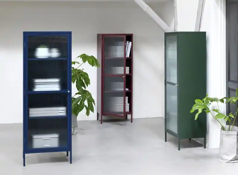 Wereldwijde Verzending Vitrinekast Blauw - 40x58x160cm - Metaal - Kast Bronco