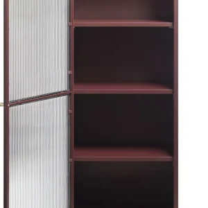 Vitrinekast Rood - 40x58x160cm - Metaal - Kast Bronco Nieuw