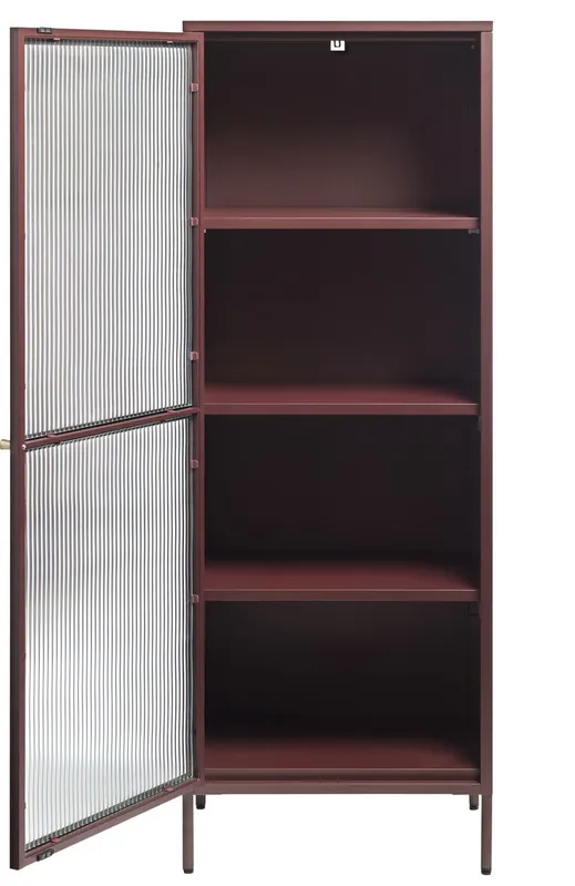 Vitrinekast Rood - 40x58x160cm - Metaal - Kast Bronco Nieuw