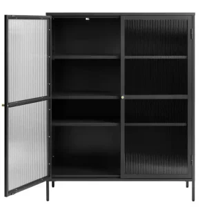 Laatste Versie Vitrinekast Zwart - 40x110,9x140cm - Metaal - Kast Bronco