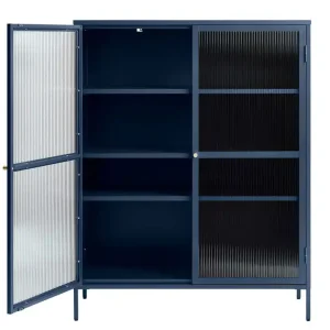 Vitrinekast Blauw - 40x110,9x140cm - Metaal - Kast Bronco Flitsaanbieding