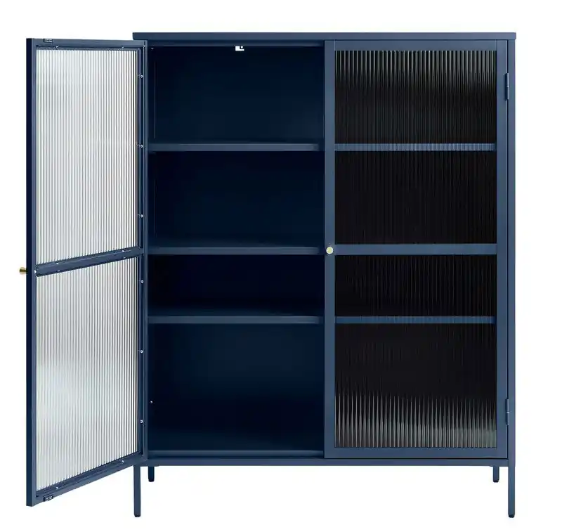 Vitrinekast Blauw - 40x110,9x140cm - Metaal - Kast Bronco Flitsaanbieding