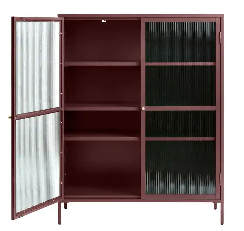 Koopje Vitrinekast Rood - 40x110,9x140cm - Metaal - Kast Bronco