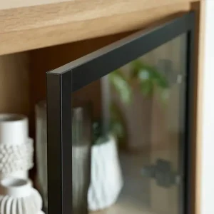 Vitrinekast Naturel - 42x122,5x138,6cm - Eikenhout - Kast Livorno Nu Kopen