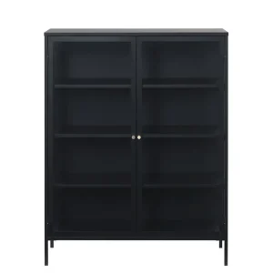 Betrouwbaar Vitrinekast Zwart - 40x110x140cm - Metaal - Kast Carmel