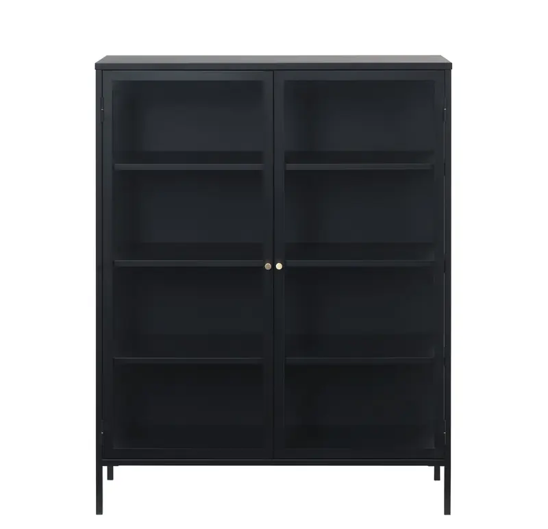 Betrouwbaar Vitrinekast Zwart - 40x110x140cm - Metaal - Kast Carmel