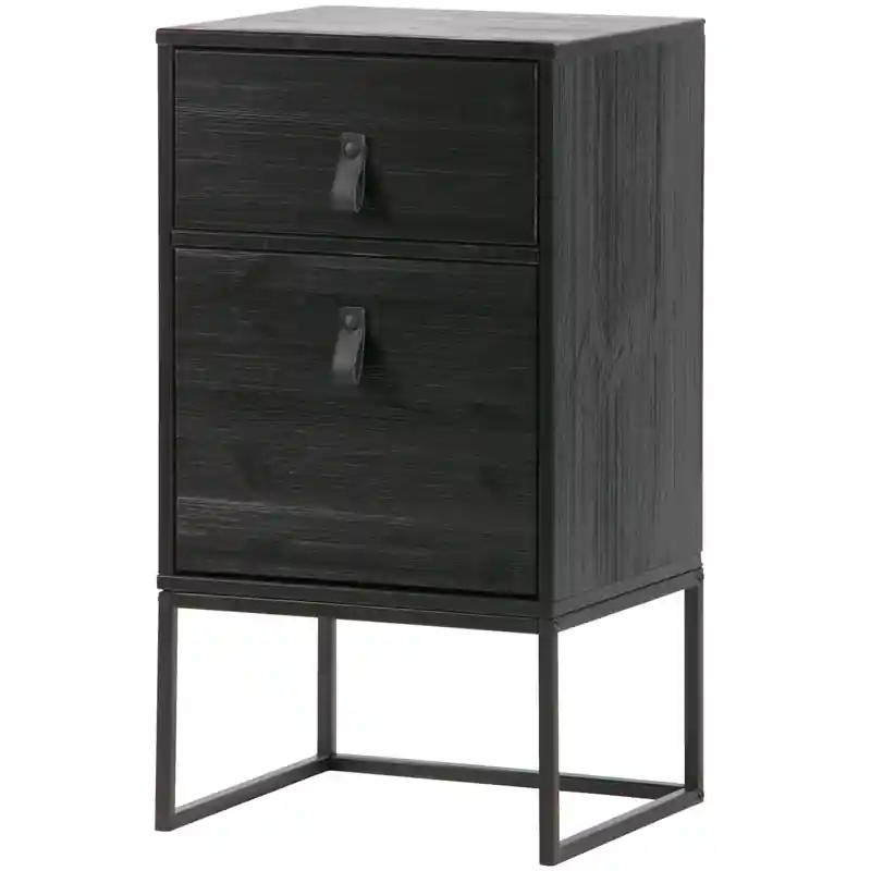 WOOOD Zola Nachtkastje Incl. Lade En Deur - Grenen - Zwart - 74x40x35 Favoriet
