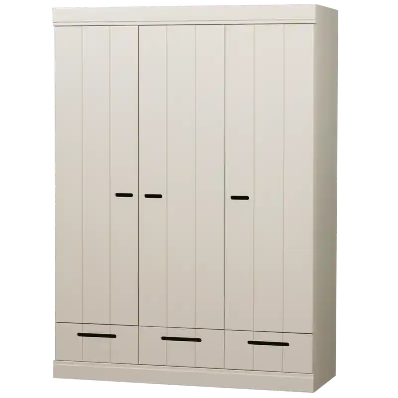 WOOOD Connect Kledingkast 3-Deurs met Lade - Grenen -Dust - 195x140x53 Handgemaakt