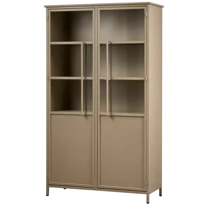Direct Beschikbaar WOOOD Exhibit Vitrinekast - IJzer - Khaki - 170x99x44