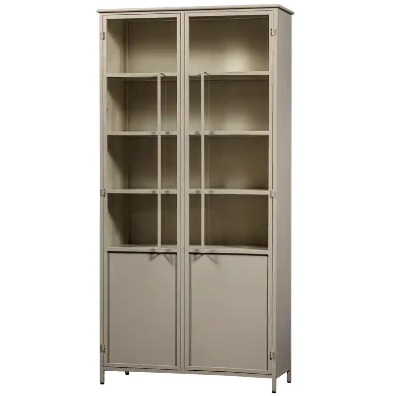 Exclusief WOOOD Exhibit 2-deurs Vitrinekast XL - Metaal - Zand - 200x99x44
