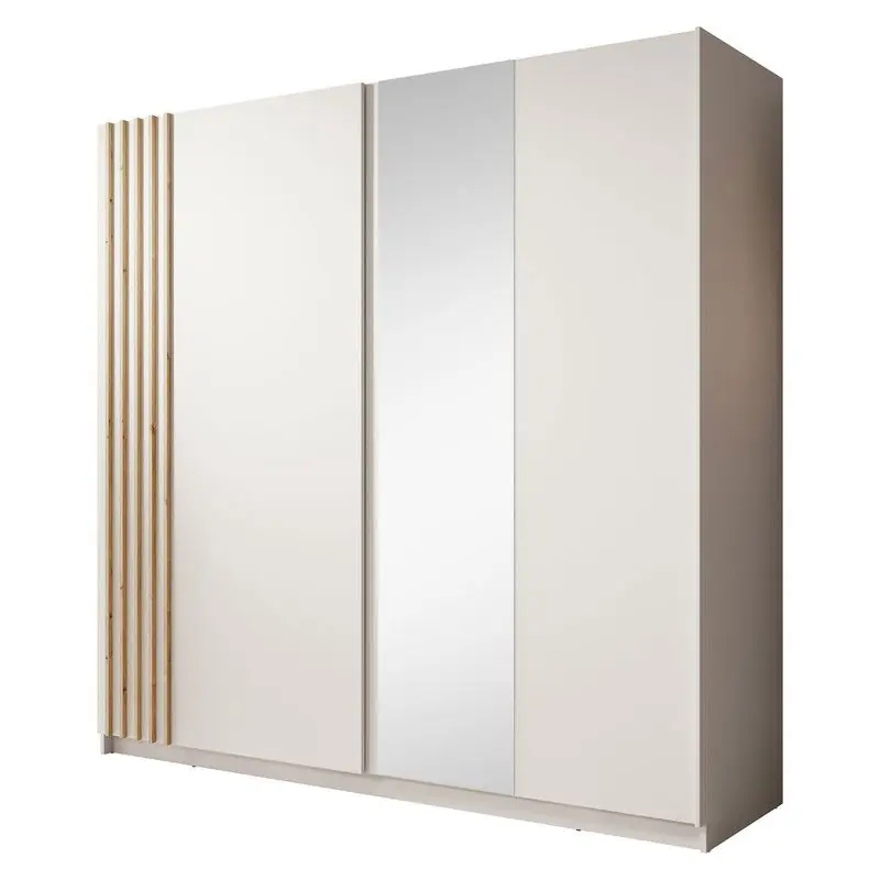 Authentiek Meubella - Kledingkast Boets - Wit - Eiken - 200 cm - Met spiegel