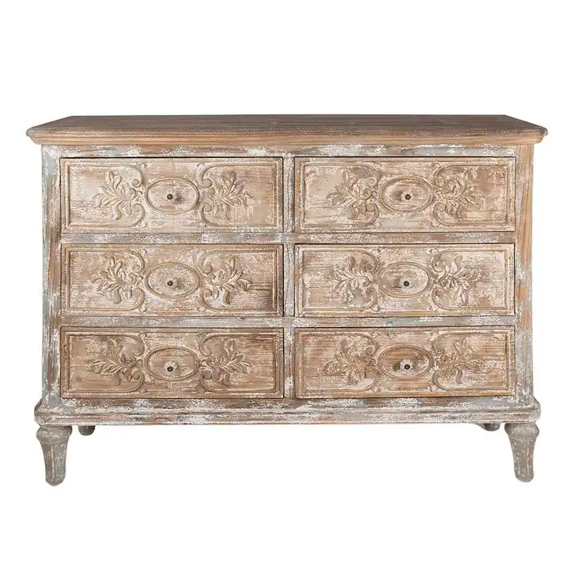Tijdelijk Beschikbaar Clayre & Eef Dressoir 141x40x105 cm Beige Grijs Hout