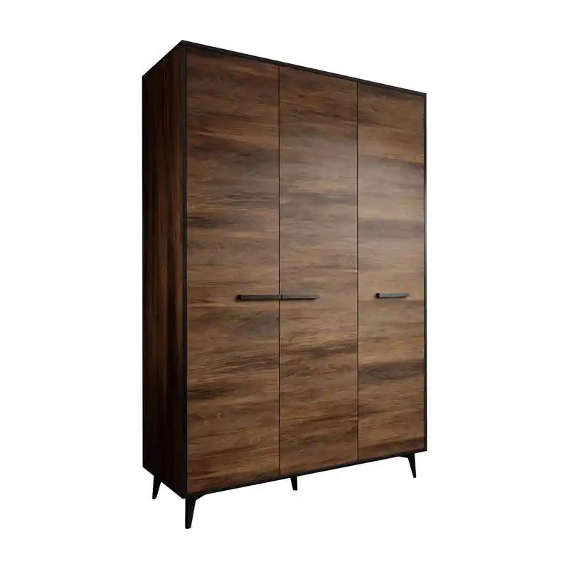Favoriet Meubella - Kledingkast Frey - Donker eiken - Zwart - 135 cm