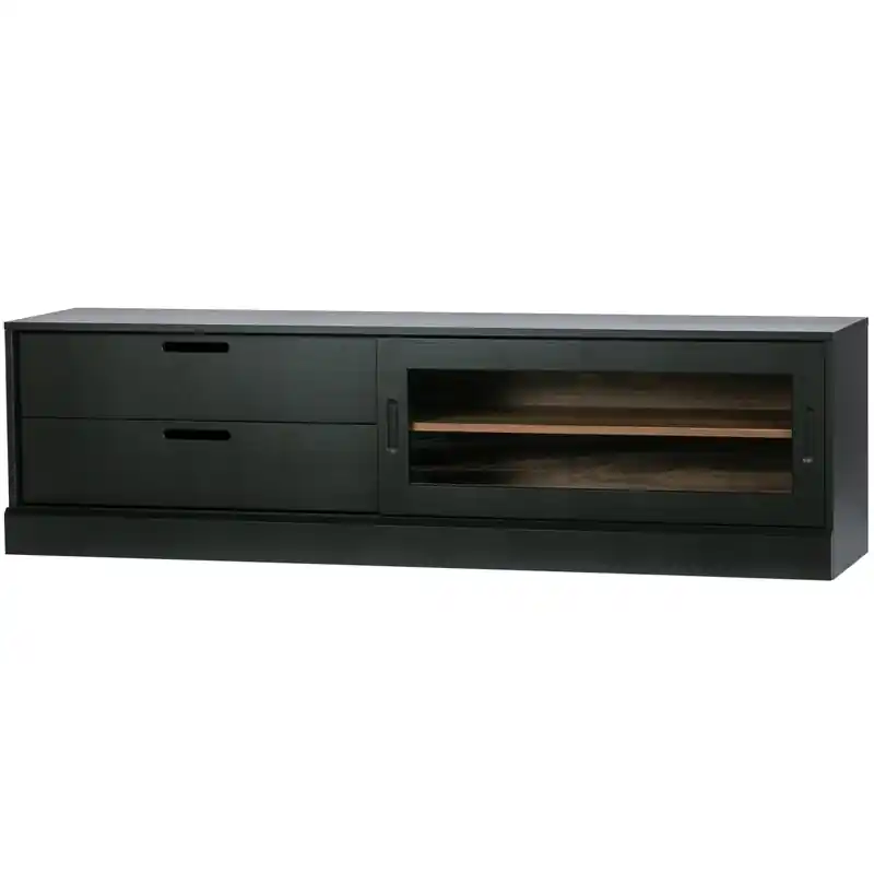 WOOOD James Tv-meubel - Grenen - Zwart - 50x180x42 Finale Uitverkoop