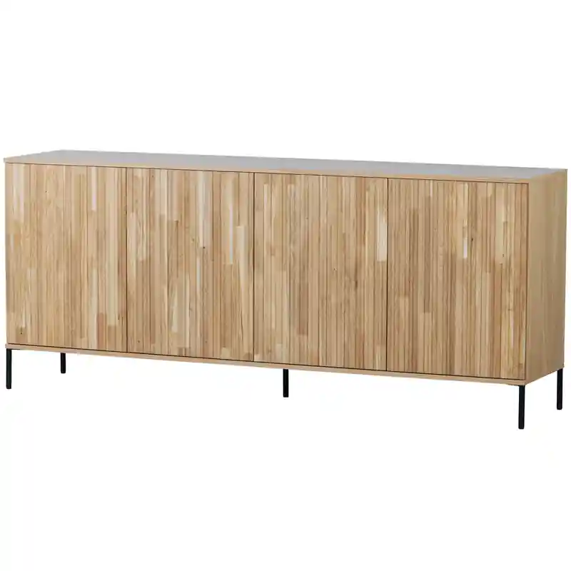 Garantie Inbegrepen WOOOD New Gravure Dressoir - Eiken - Naturel - 85x200x44