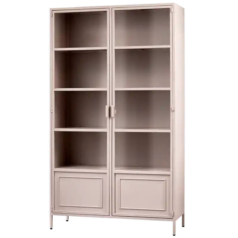 WOOOD Ronja Vitrinekast - Metaal - Soft Pink - 189x110x43 Exclusief