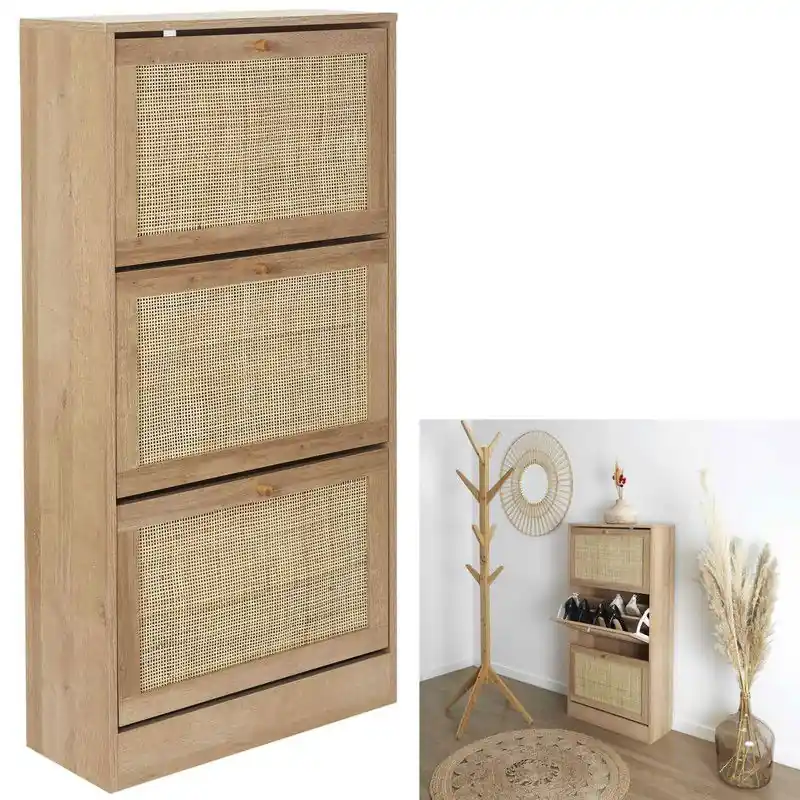 Actieprijs Schoenenkast Bali 3 lades 24x60x113 cm - voor 18 paar - Bruin
