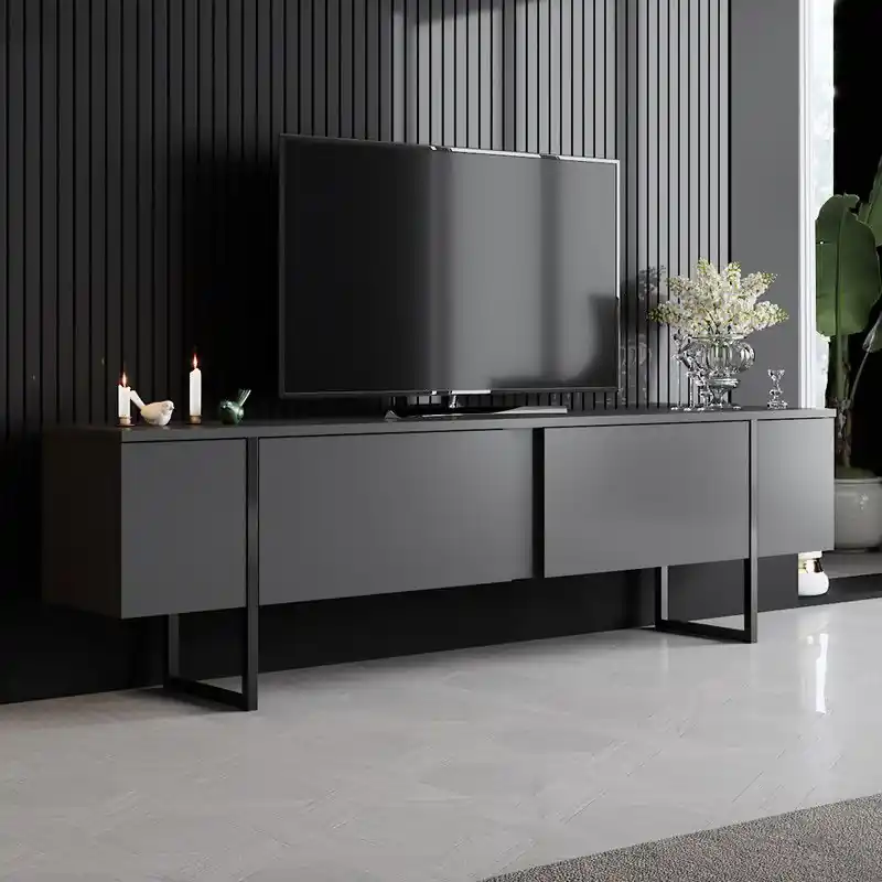 Nieuw Model TV Meubel Luxe Antraciet Zwart Melamine 180x50x30 cm