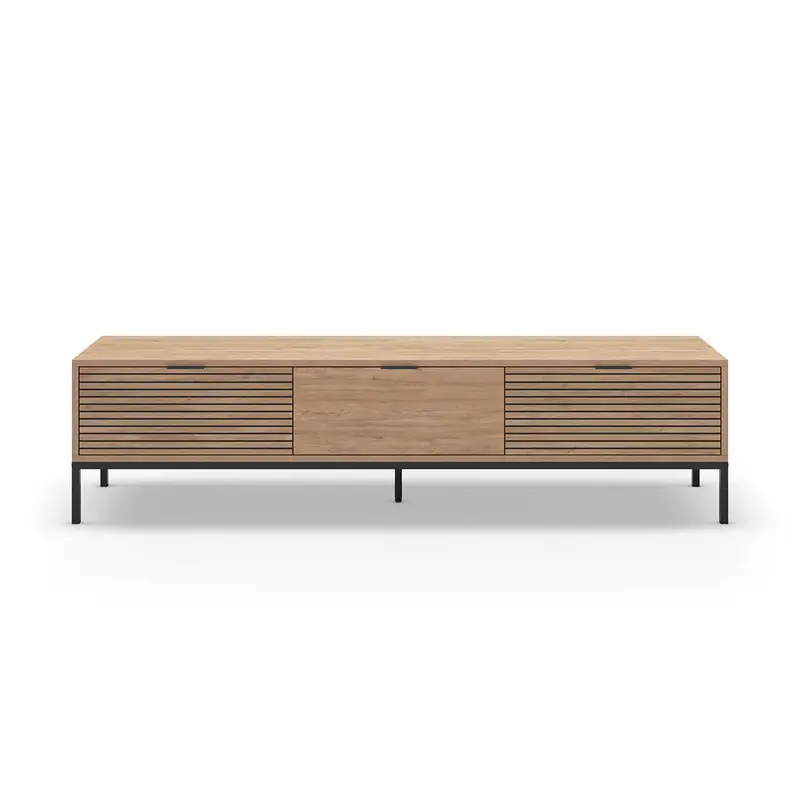 Gecertificeerd Tv-meubel 3 laden en metalen poten Ariel - L180 cm