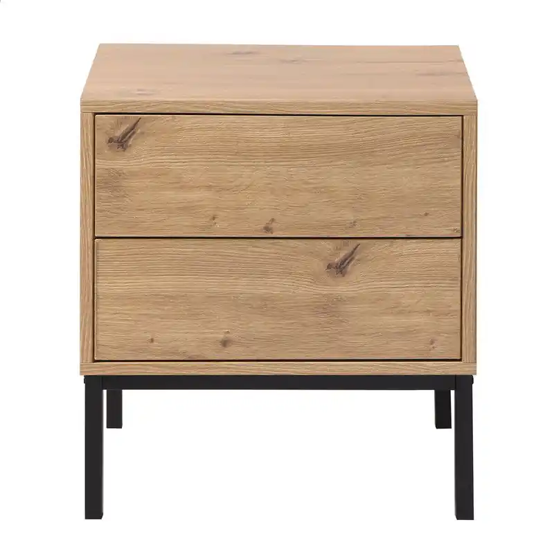 Nachtkastje met 2 lades, eikendecor, hoogte 50 cm - LENNY Korting
