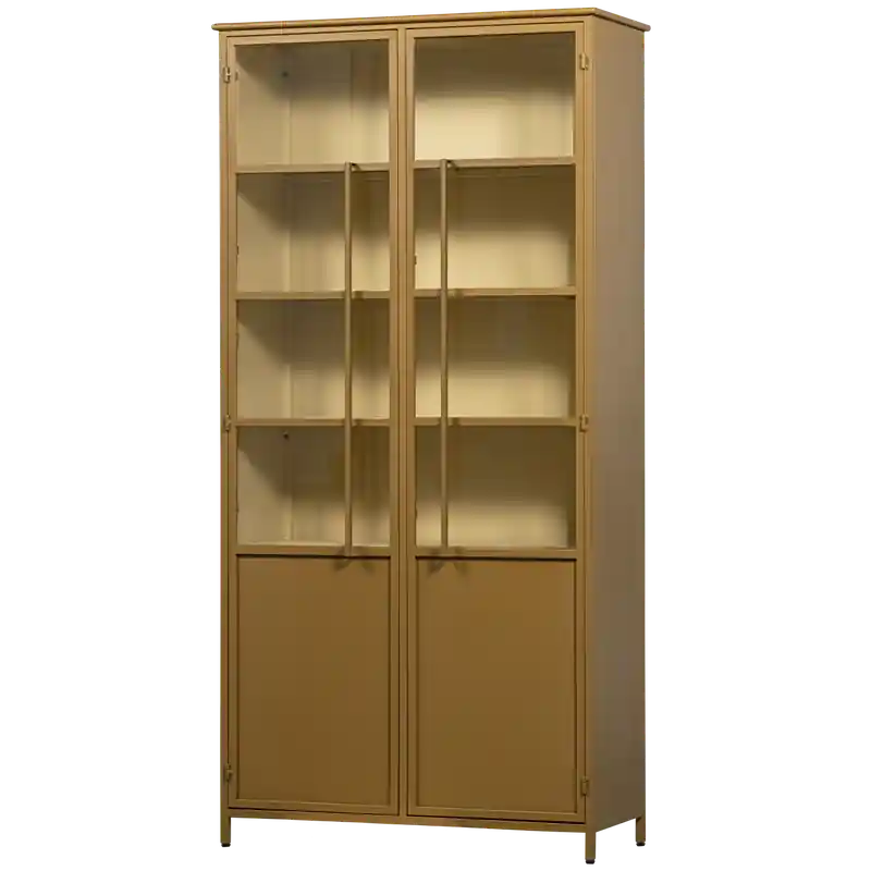 Wereldwijde Verzending WOOOD Exhibit 2-deurs Vitrinekast XL - Metaal - Geel - 200x99x44