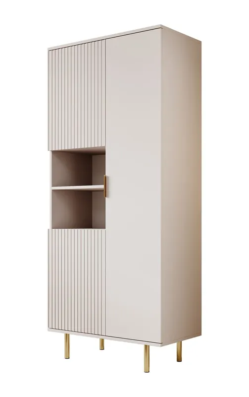Meubella - Vitrinekast Nicola - Beige - 80 cm Meest Verkocht