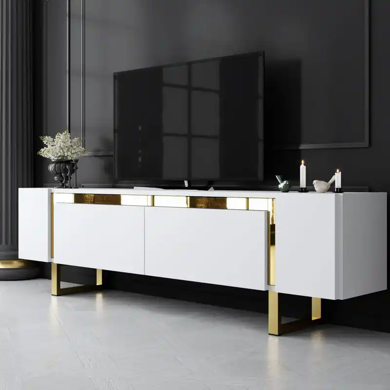 TV Meubel Wit Yildiz 180x50x30 - Gouden Frame Must-Have