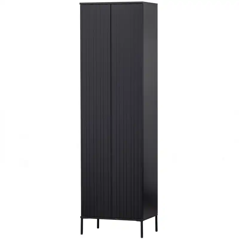 Authentiek WOOOD New Gravure Hoge Kast - Grenen - Zwart - 210x60x42