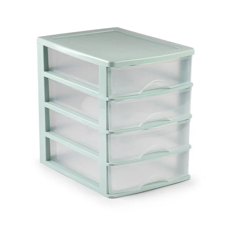 Plasticforte Ladeblok - 4 lades - groen/transparant - 35 x 35 cm - Ladeblok Korting