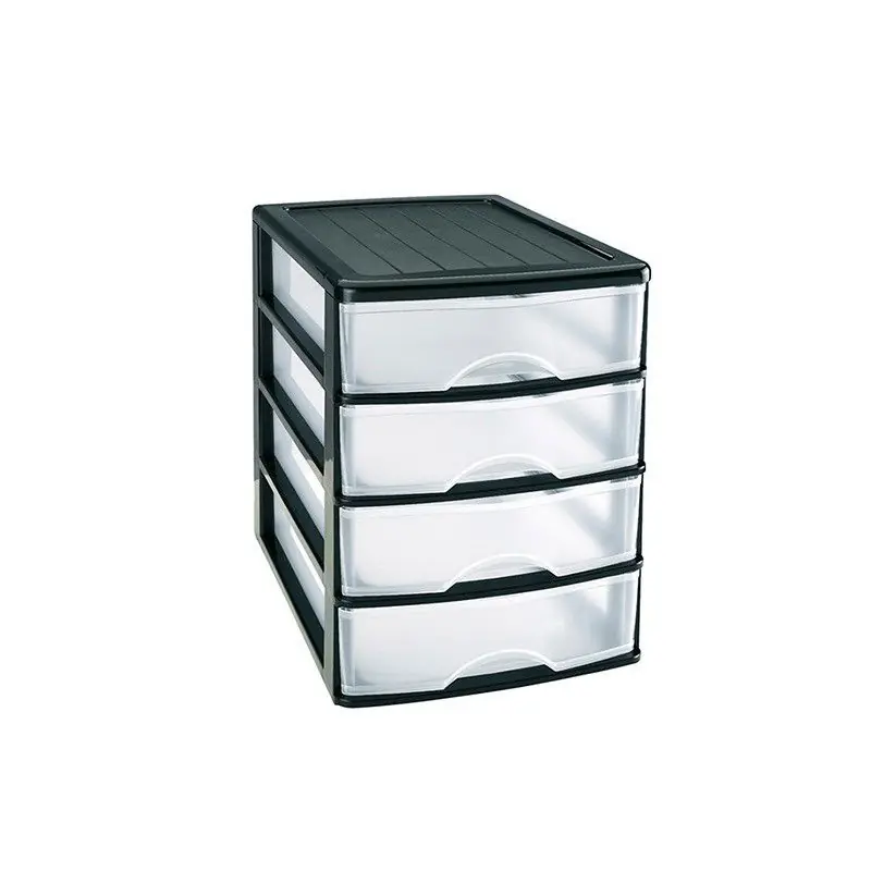 Exclusief Plasticforte Ladeblok met 4 lades - zwart/transparant - Ladeblok