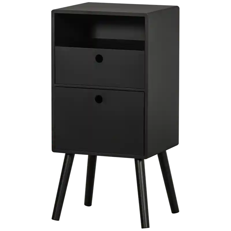 Snelle Levering WOOOD Ozzy Nachtkastje - Hout - Zwart - 75x36x30