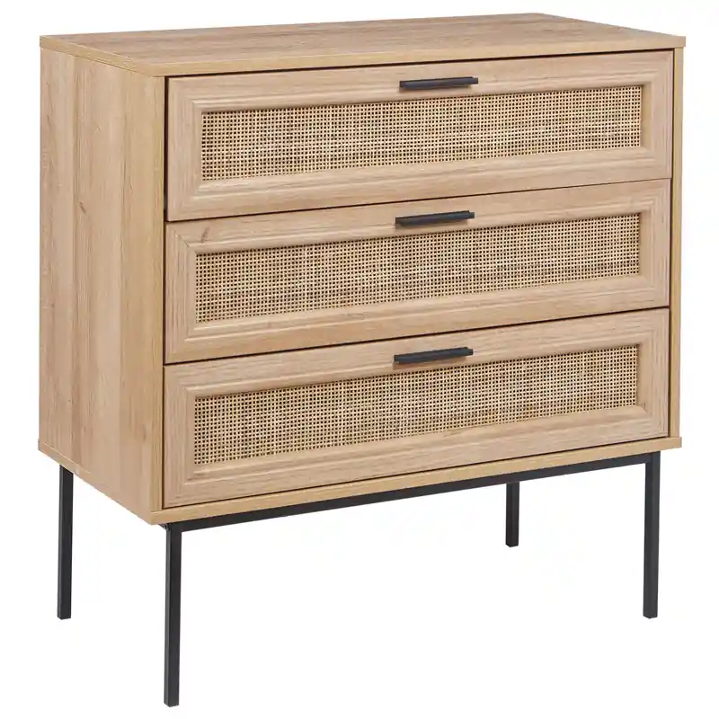 Authentiek PASCO - Dressoir 3-lades - Lichte houtkleur - Rotan