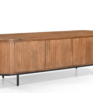 Livingfurn - TV Meubel Noor Natural 170cm - Mangohout / Gecoat Staal Betaalbaar