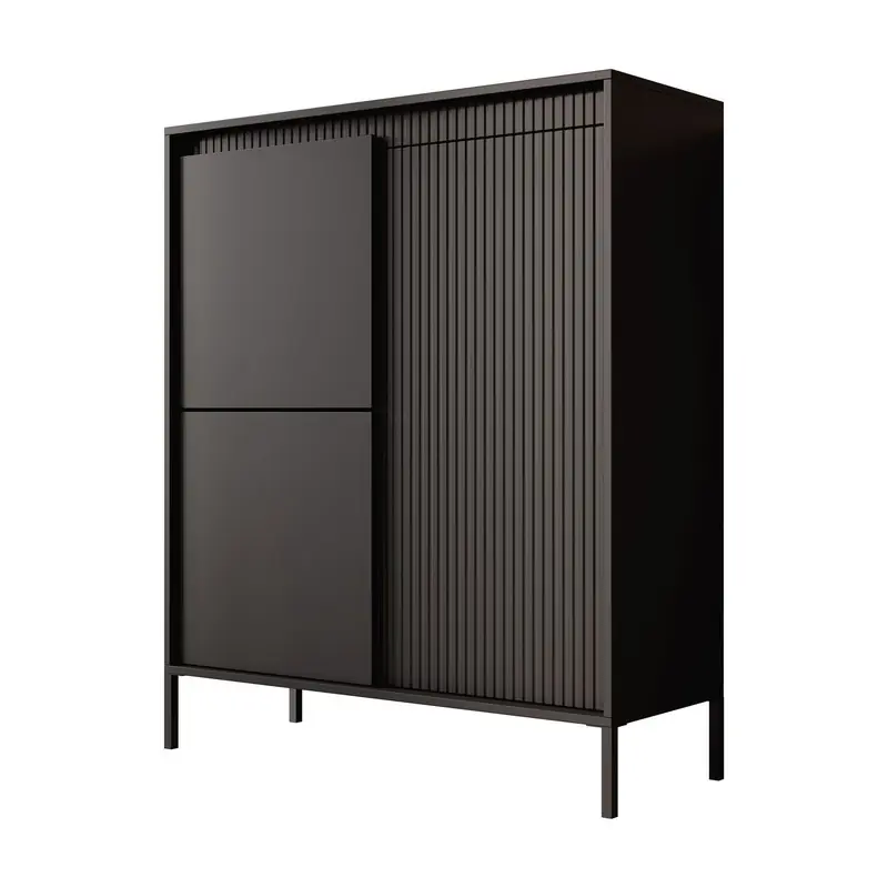 Modern Meubella - Dressoir Saran - Mat zwart - Hoog - 104 cm