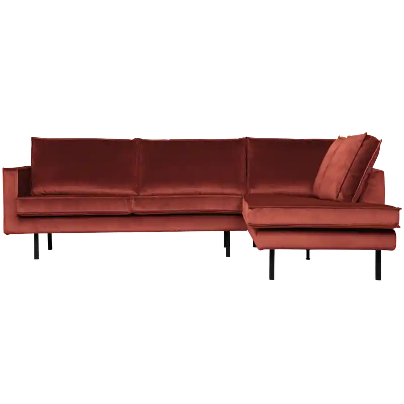 Budget WOOOD Rodeo Hoekbank Rechts - Velvet - Chestnut - 85x266x86/213
