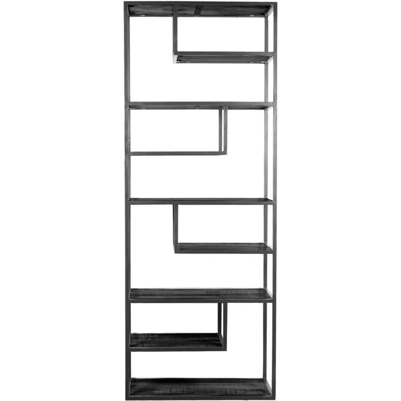 Vakkenkast Huub Zwart Mangohout 210 x 80 cm - Roomdivider Budget
