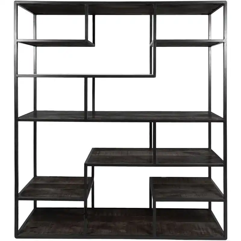 Groothandel Vakkenkast Huub Zwart Mangohout 175 x 145 cm - Roomdivider