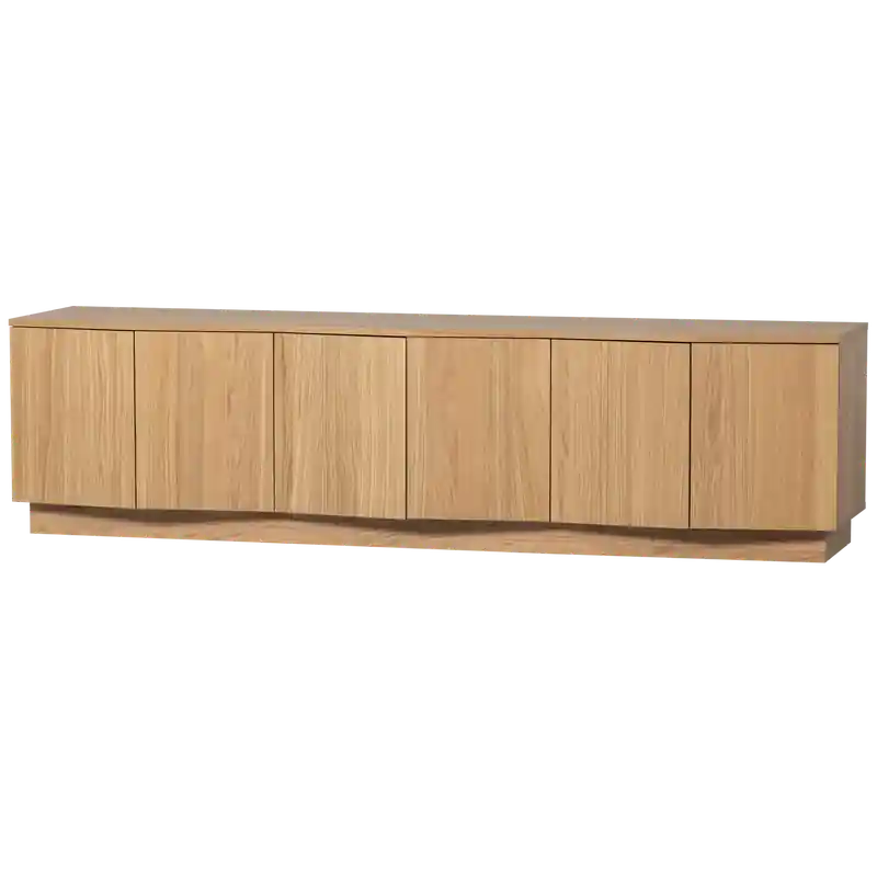 Authentiek WOOOD Zuma tv-meubel - Push-To-Open - Eiken - Transparant - 52x200x45