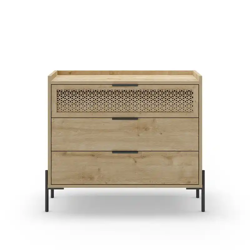 Laatste Versie Ladenkast met 3 laden en metalen poten Inca - L90 cm
