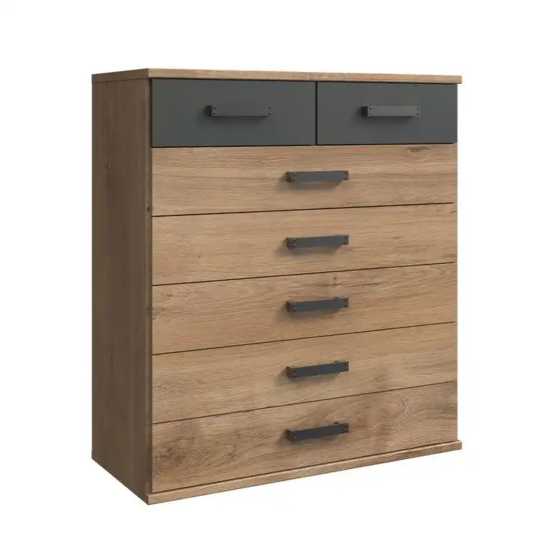 Ladenkast 7 laden eiken en grafietdecor - L91 cm Lage Kosten